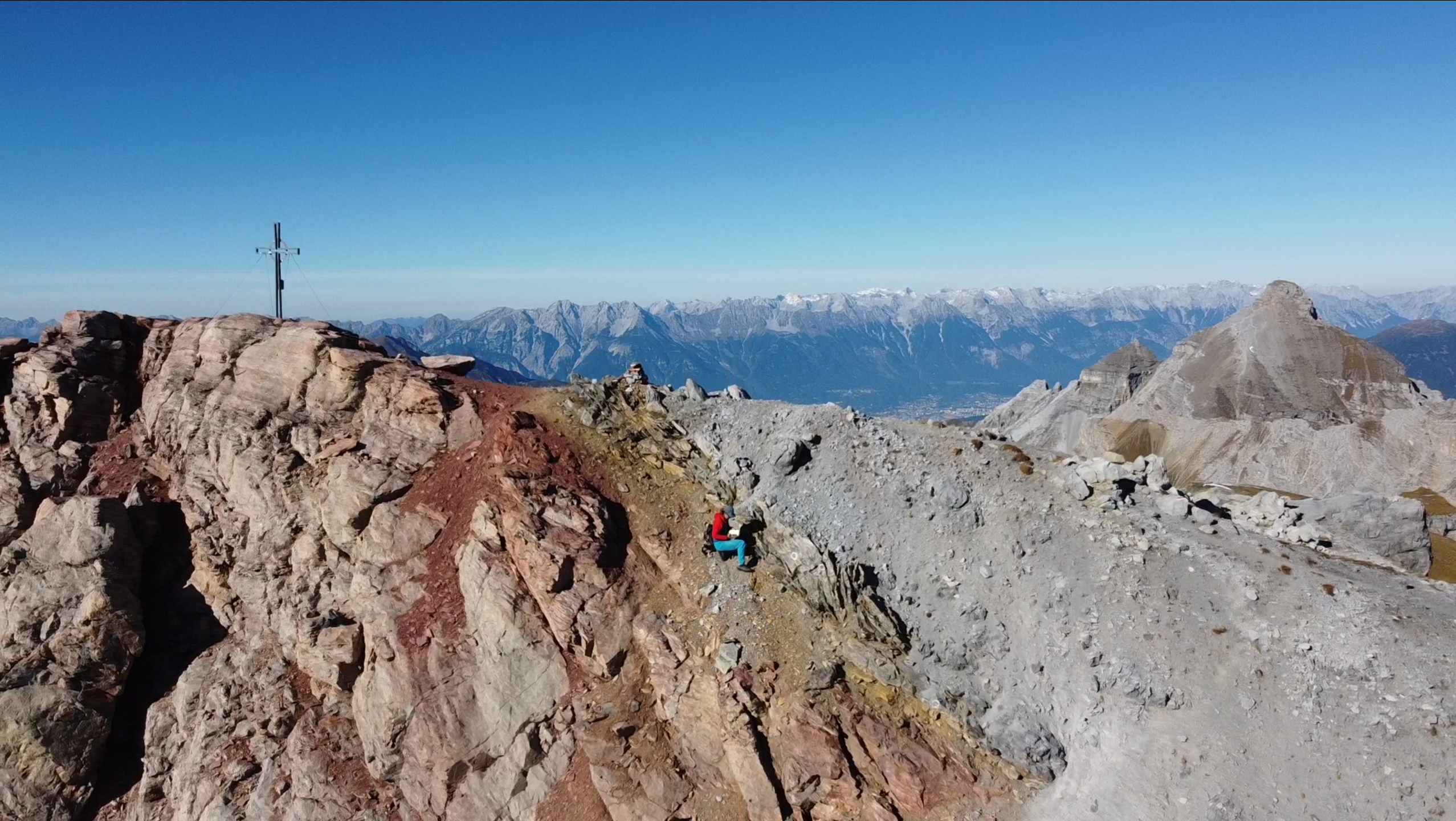 Geologist measuring structures